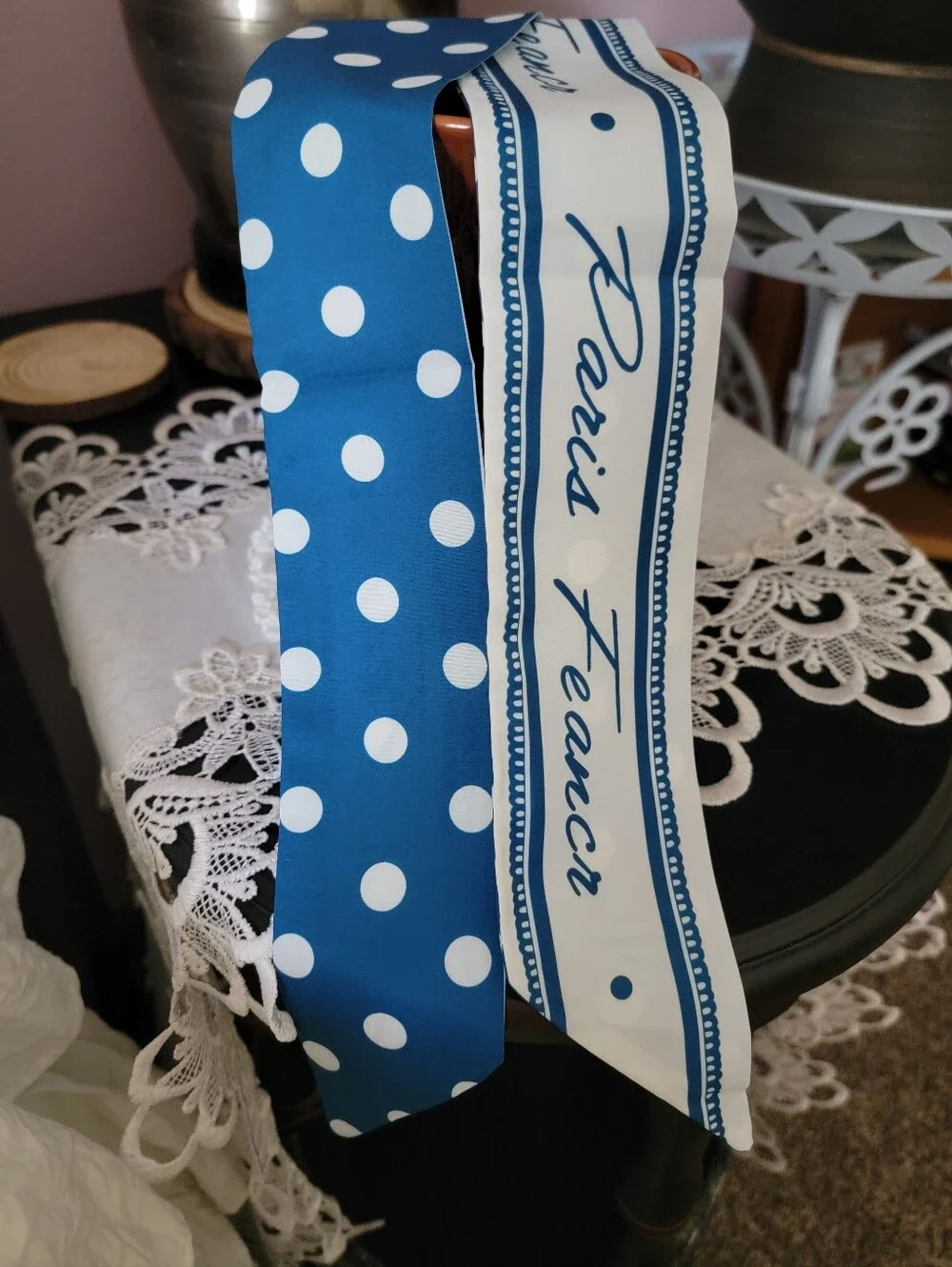 Blue Polka Dot Scarf
